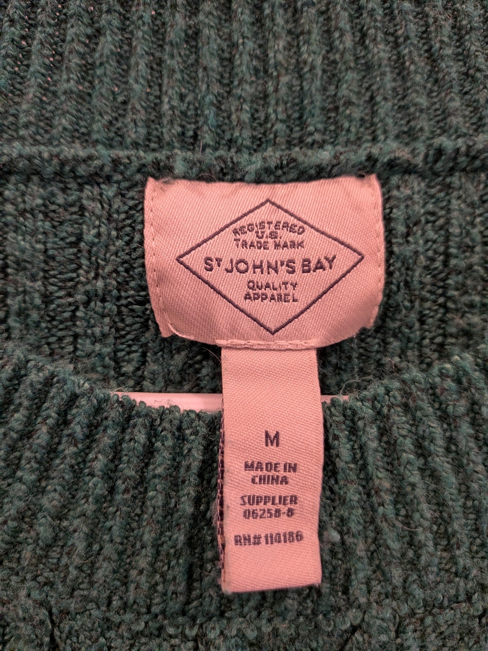 St. John's Bay Emerald Green Cable-Knit Crewneck Sweater - Picture 4 of 6